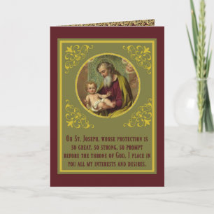 Helgdag St. Josef Jesus Bön Fall religiös Vintage Kort
