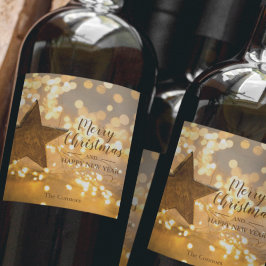 Helgdag Star i Ljus Vinflaska Etikett