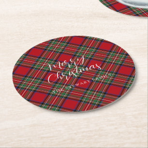 Helgdag Stewart Tartan Underlägg Papper Rund
