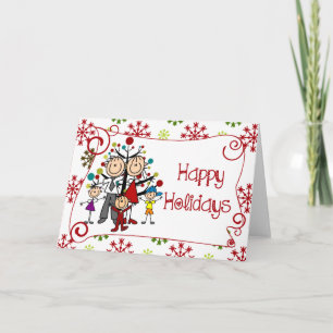 helgdag Stick figur-familjen Helgkort