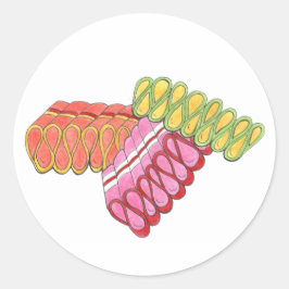 Helgdag Stickers från Jul Ribbon Candy Candies Runt Klistermärke