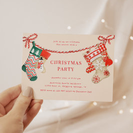 Helgdag Stockings jul Party Inbjudningar