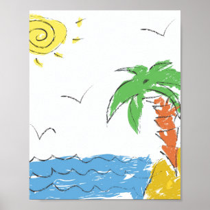 Helgdag strand med handflatan träd baby poster