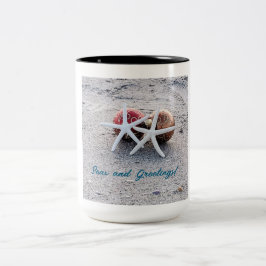 Helgdag strandtema Mugg med svält och ornament