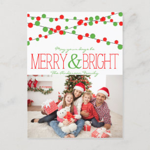 Helgdag String Ljus Merry Bright vycard Helg Vykort
