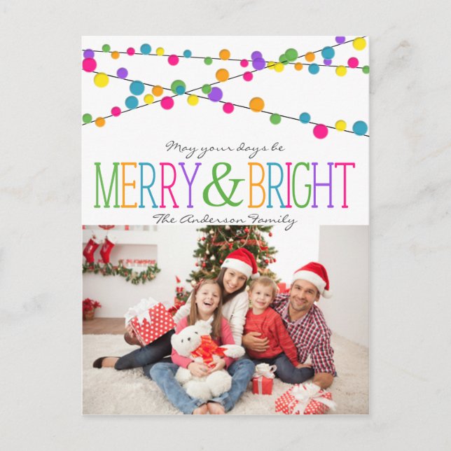 Helgdag String Ljus Merry Bright vycard Helg Vykort (Framsida)