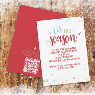 Helgdag String Ljus Tis Season QR Code Cute Inbjudningar
