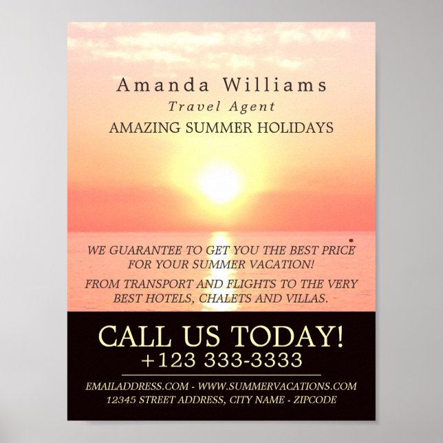 Helgdag Sunset, Travel Agent Advertising Poster (Framsidan)