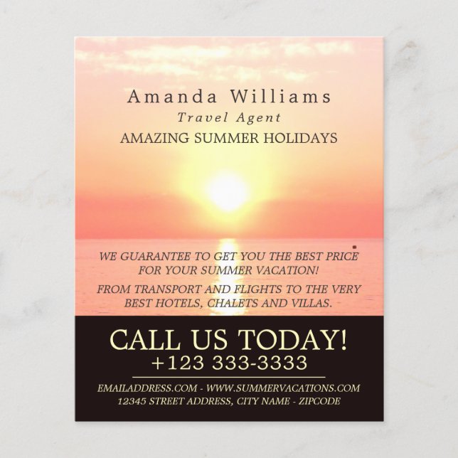 Helgdag Sunset, Travel Agent Reklam Flyer (Framsidan)