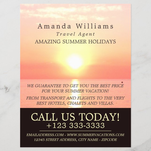 Helgdag Sunset, Travel Agent Reklam Flyer (Framsidan)