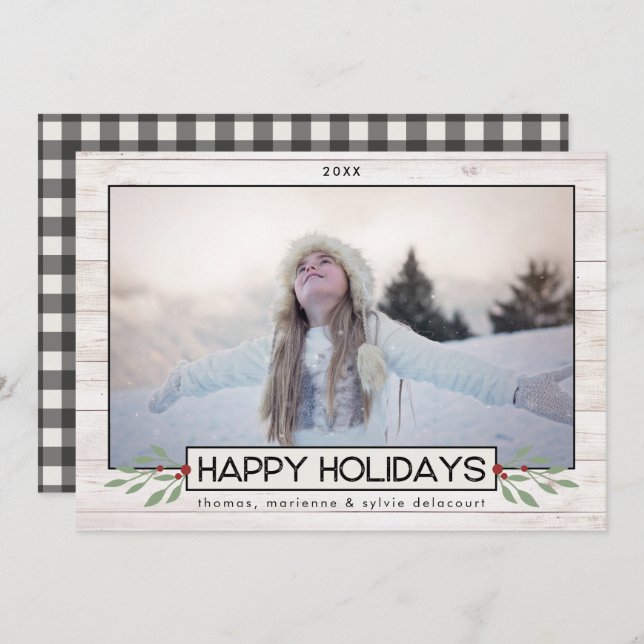 Helgdag | Svartvit buffelkontroll Julkort (Fram/baksida)