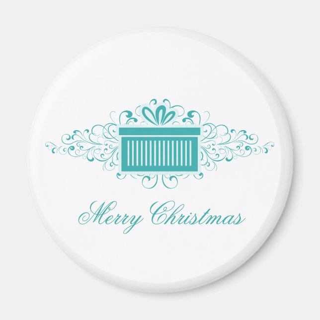 Helgdag Swirls Present Magnet, Aqua Magnet (Framsidan)