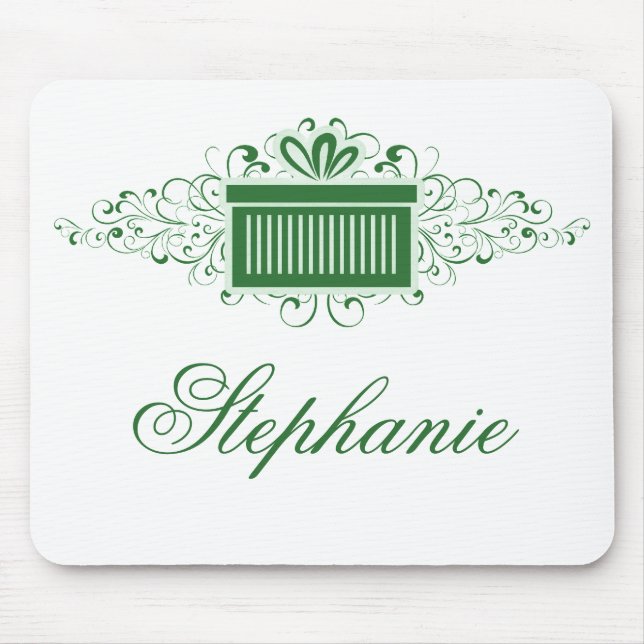 Helgdag Swirls Present Mousepad, Grönt Musmatta (Framsidan)