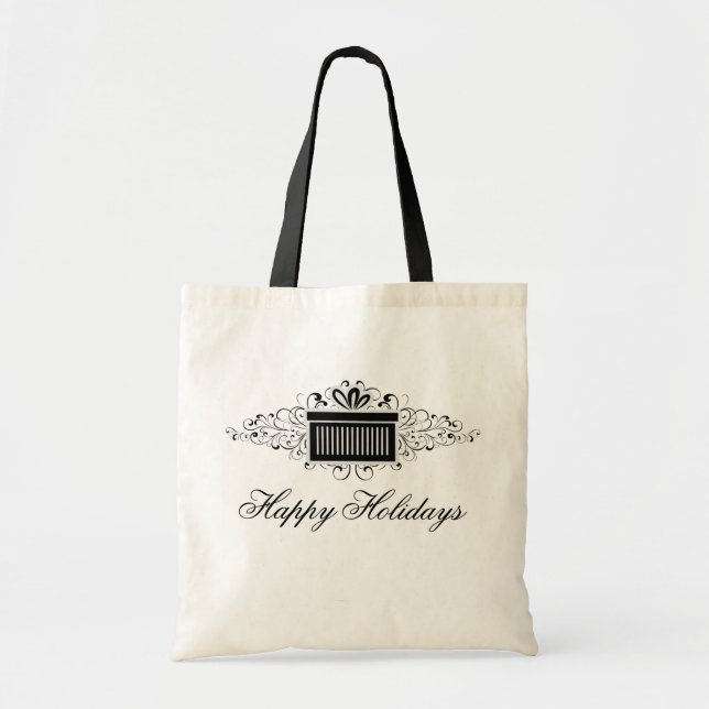 Helgdag Swirls Present Tote Bag, svart Tygkasse (Framsidan)