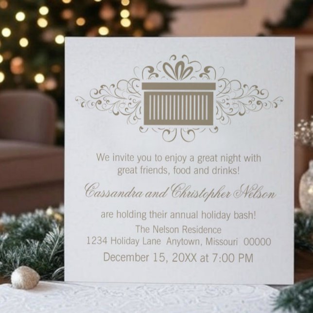 Helgdag Swirls Prestige jul Party, Satte Inbjudningar (Latte Holiday Swirls Present Christmas Party Invitation)