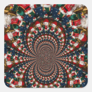 Helgdag Swirls: Retro jul Art Stationery Set Fyrkantigt Klistermärke