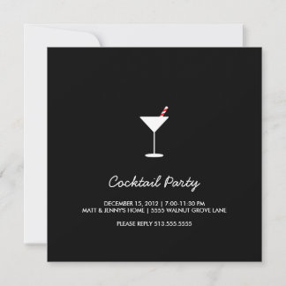 Helgdag Swizzle Cocktail Party-inbjudan, svart 2 Inbjudningar