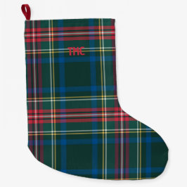 Helgdag Tartan Play INITIALER Festive Classic Chic Stor Julstrumpa