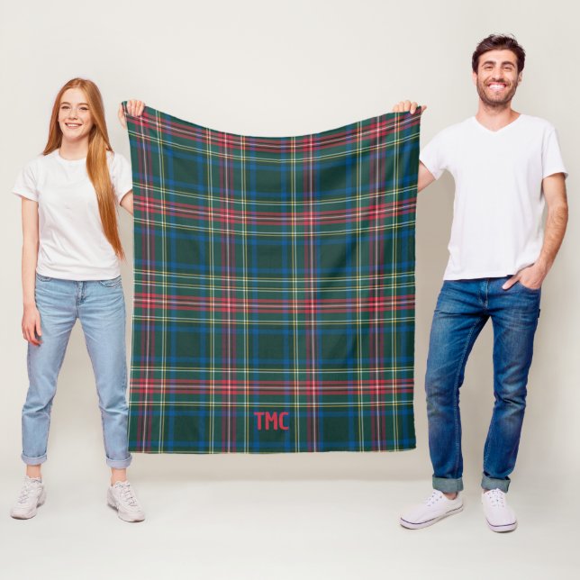 Helgdag Tartan Play Initialer Preppy jul Fleecefilt (På plats)