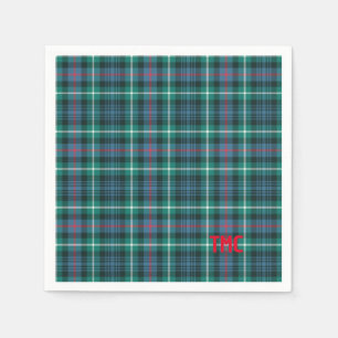 Helgdag Tartan Play Red INITIALER Festive Classic Pappersservett