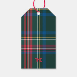 Helgdag Tartan Play Red Initialer Preppy jul Presentetikett