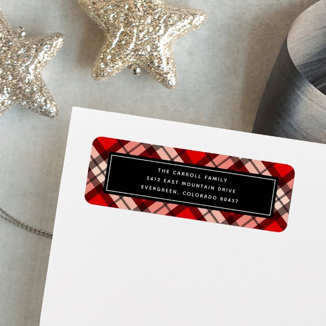 Helgdag Tartan Return-adressetikett Returadress Etikett (Skapare uppladdad)