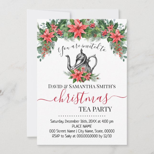 Helgdag Tea Party vid Party vid jul Julkort (Framsida)