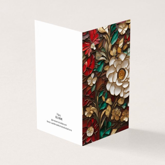 Helgdag tema Blommor Viträisk Mosaikglas brutet gl Kort (Utsida)