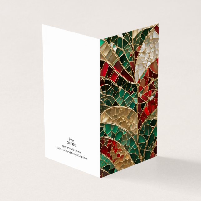 Helgdag Tema Julmosaik Bruten Glass Art Kort (Utsida)