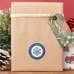 Helgdag Theme Snowflake & Ice Cristals Runt Klistermärke