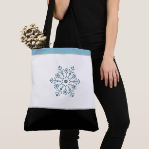 Helgdag Tote Bag Blue Snowflake Tygkasse