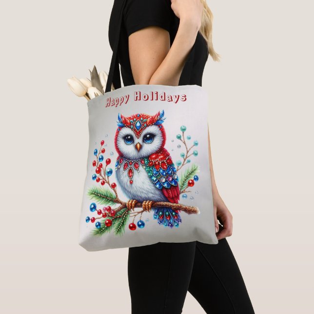 Helgdag Tote Bag - färgad jul i Uggla Tygkasse (Närbild)