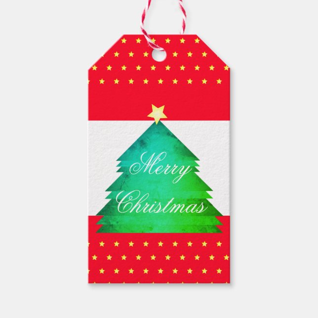 Helgdag Träd Designad Presentetikett (Framsidan)