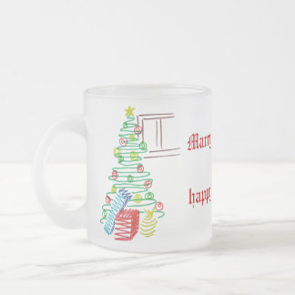 Helgdag träd frostad glasmugg