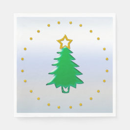 Helgdag Träd med Guld Star i Silver Pappersservett
