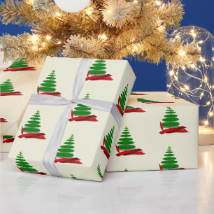 Helgdag Träd med Red Ribbon jul Presentpapper