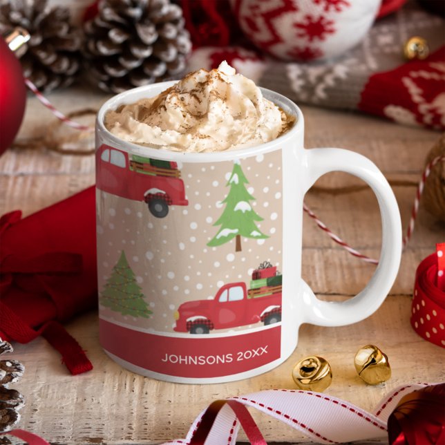 Helgdag Träd med Vintage Lastbil God jul Kaffemugg (Skapare uppladdad)