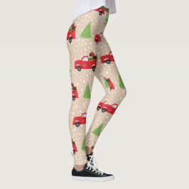 Helgdag Träd med Vintage Lastbil jul Mönster Leggings