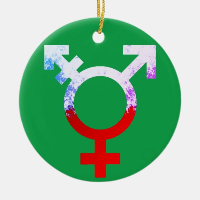 Helgdag - trans-symbol julgransprydnad keramik (Framsidan)