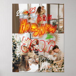 Helgdag Tre foton Modern nyårsplan för Träd Poster