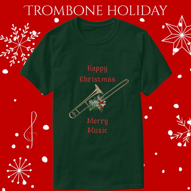 Helgdag Trombone Lycklig jul Merry Music T Shirt (Enjoy a Merry Music Holiday.)