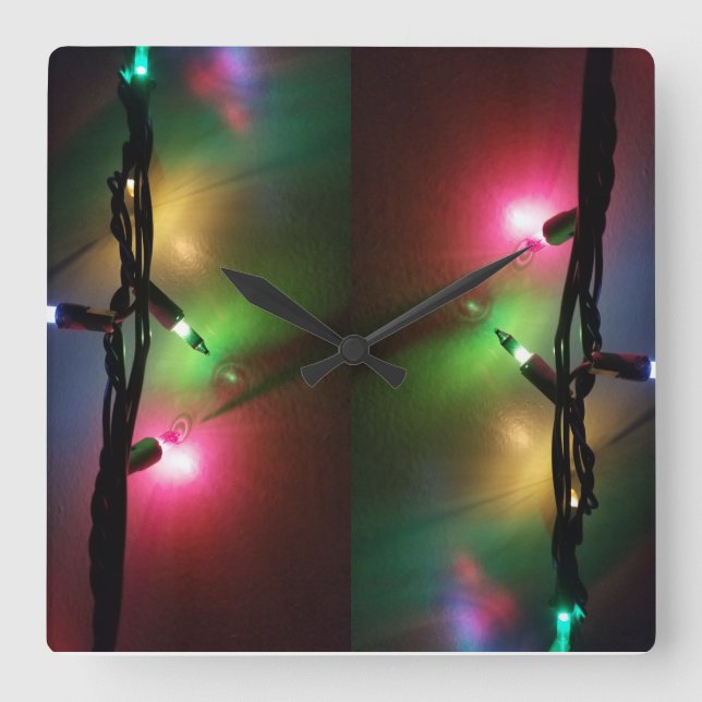 Helgdag twinkle ljus fyrkantig klocka (Framsida)