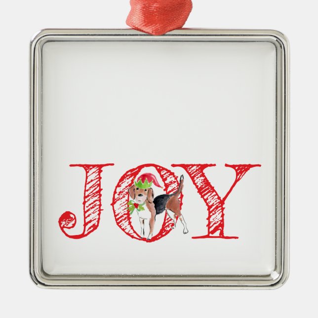 helgdag typografi JOY christmas hund festive Julgransprydnad Metall (Framsidan)