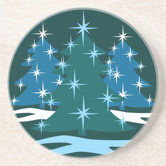 Helgdag Underlägg Blue Festive Julgran Gift Sandsten (Framsidan)