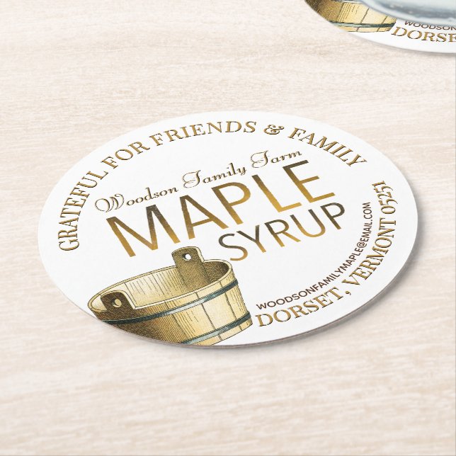 Helgdag Underlägg Thanksgivingen Maple Syrup Gift Papper Rund (Vinklad)