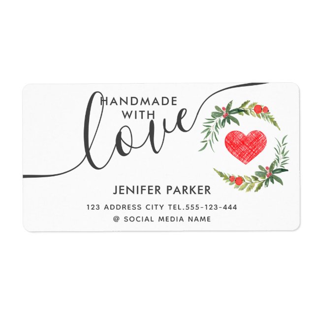 Helgdag vattenfärgsholly-krans, handgjord med kärl fraktsedel (Framsidan)