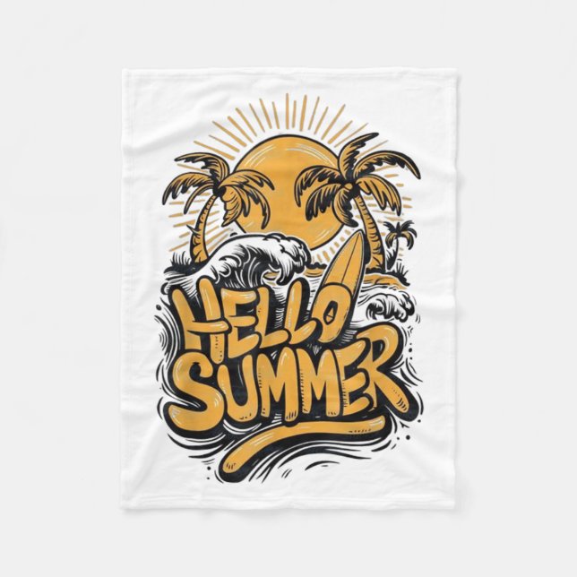 Helgdag Vibe Hej Summer Sunshine Beach Ocean Bea Fleecefilt (Framsidan)
