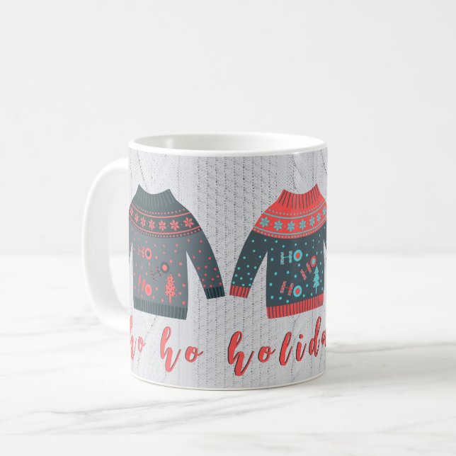 Helgdag Vibes Ugly Sweater Multifärgad Sticka Stru Kaffemugg (Framsida vänster)