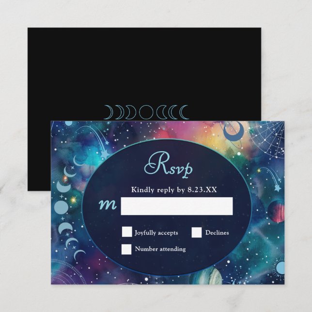 helgdag vid midnatt måne bröllop OSA kort (Fram/baksida)