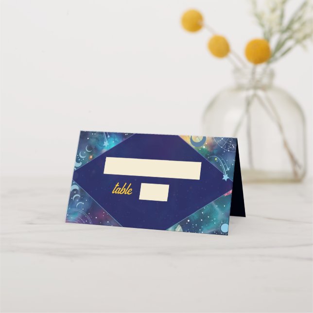 helgdag vid midnatt måne bröllop placeringskort (Framsida)